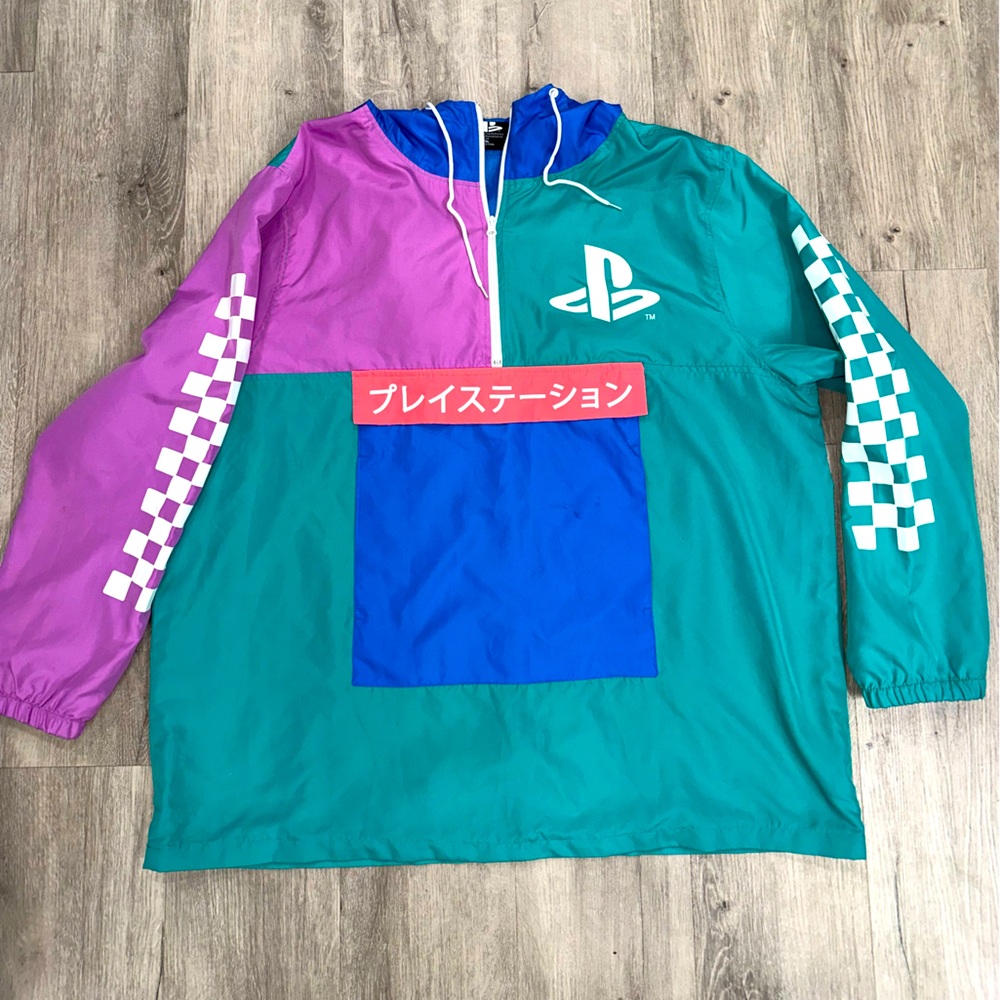 Playstation Windbreaker-2XL-bioworld pastel-90s Great Condition-No Stains